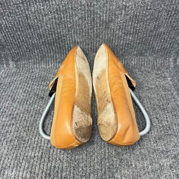 Tory Burch Ballet Loafer Flats Slip On Brown Leather Gold Logo Women’s 10 M - Picture 6 of 9